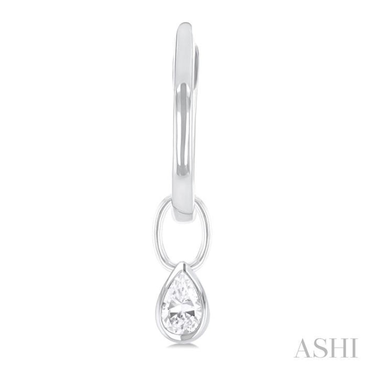 1/3 ctw Bezel Set Pear Cut Diamond Huggie Earrings in 10K White Gold