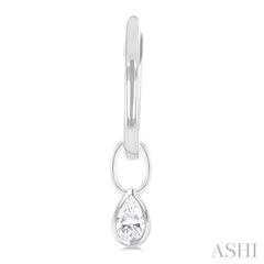 1/3 ctw Bezel Set Pear Cut Diamond Huggie Earrings in 10K White Gold