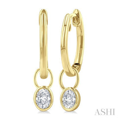1/3 Ctw Bezel Set Oval Cut Diamond Huggie Earrings in 10K Yellow Gold