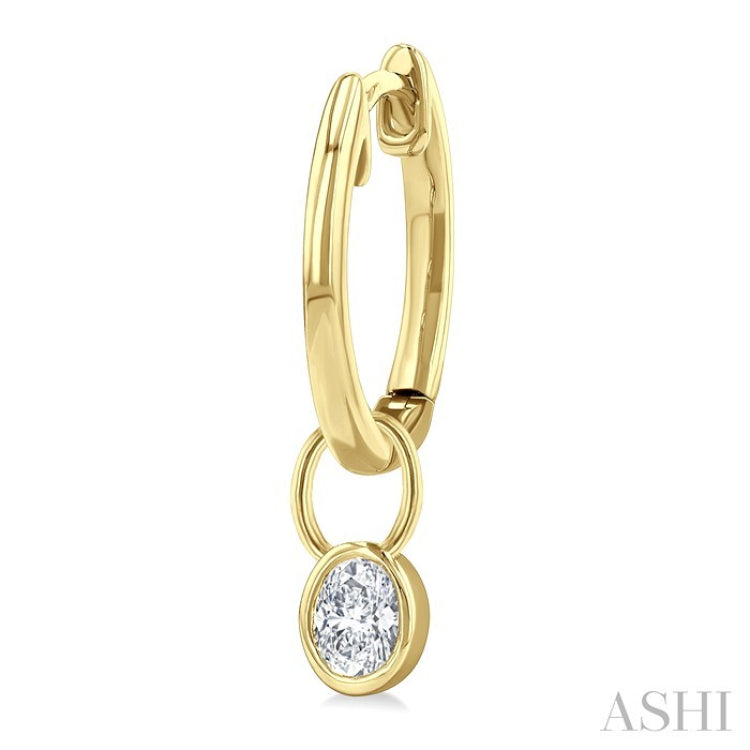 1/3 Ctw Bezel Set Oval Cut Diamond Huggie Earrings in 10K Yellow Gold