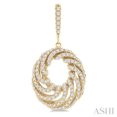 1 Ctw Open Window Swirl Circle Round Cut Diamond Fashion Earrings in 14K Yellow Gold