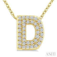 1/8 Ctw Bubble Accent Initial 'D' Round Cut Diamond Fashion Pendant With Chain in 10K Yellow Gold