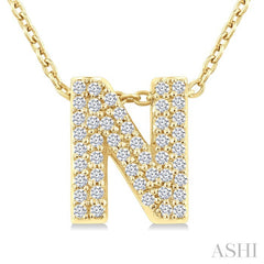 1/6 Ctw Bubble Accent Initial 'B' Round Cut Diamond Fashion Pendant With Chain in 10K Yellow Gold