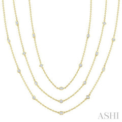 5 Ctw Mixed Diamond Cut 60-Inch Station Necklace in 14K Yellow Gold