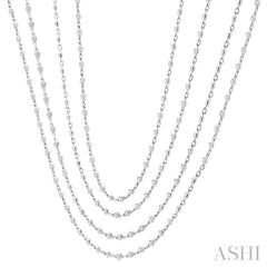 7 Ctw Bezel Set Round Cut Diamond Layered 60-Inch Necklace in 14K White Gold