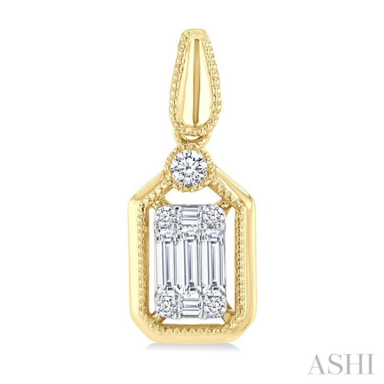 1/3 Ctw Fusion Baguette and Round Cut Diamond Fashion Earrings in 14K Yellow and White Gold