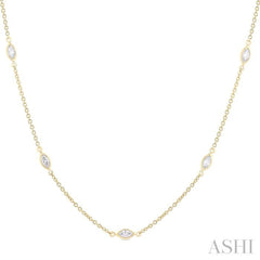 1 1/2 Ctw Marquise Cut Diamond Fashion Necklace in 14K Yellow Gold