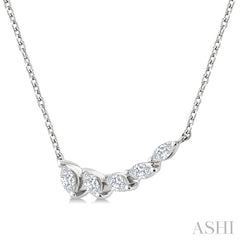 1/3 Ctw Graduated Marquise Cut Diamond Fashion Necklace in 14K White Gold