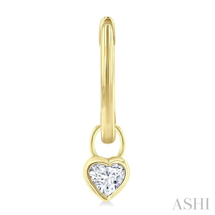 1/3 Ctw Bezel Set Heart Cut Diamond Huggie Earrings in 14K Yellow Gold