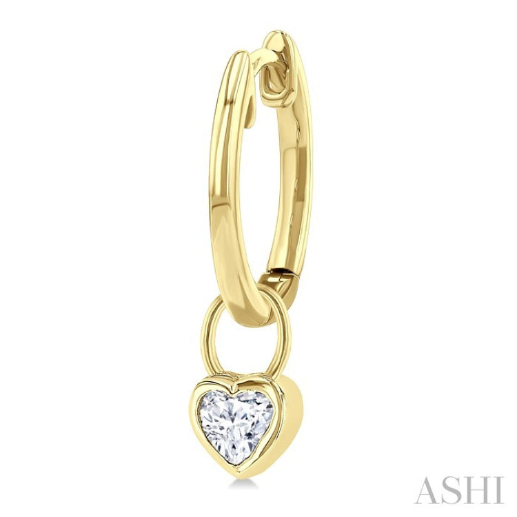 1/3 Ctw Bezel Set Heart Cut Diamond Huggie Earrings in 14K Yellow Gold