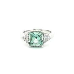 Green Beryl and Diamond Ring