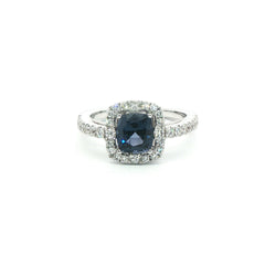 Blue Spinel and Diamond Ring
