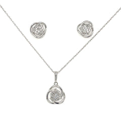Sterling Silver Diamond Earring and Pendant Set