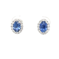 Sapphire and Diamond Halo Earrings