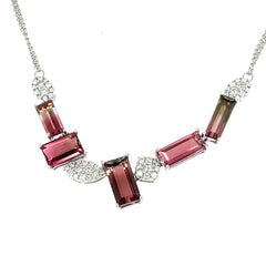 Bi-Color Tourmaline and Diamond Bib Necklace