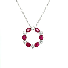 Ruby and Diamond Circle Pendant