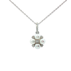 Pearl and Diamond Cluster Necklace