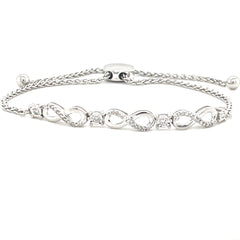 Sterling Silver and Diamond Bolo Bracelet
